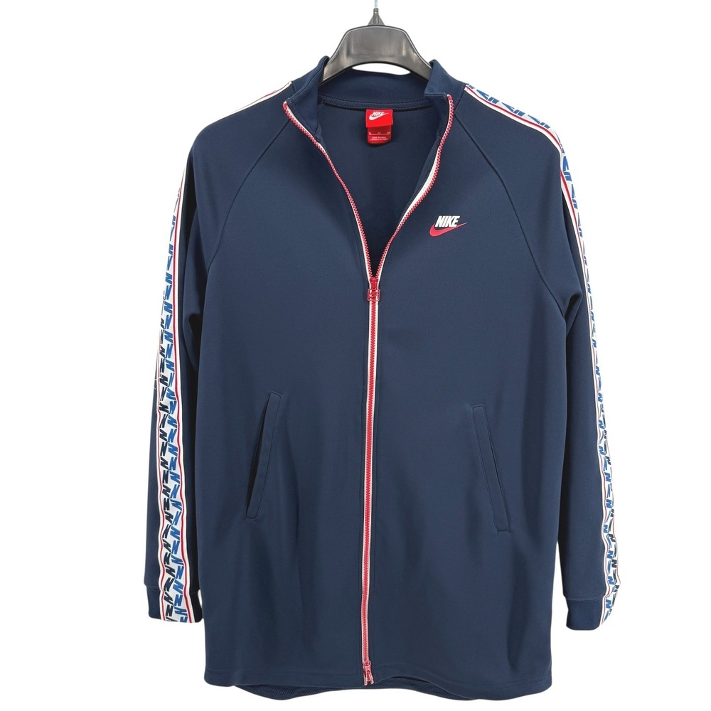 Nike Track‎ Jacket Mens Medium Pre-Owned Obsidian Red Sail Taped Retro Jacket